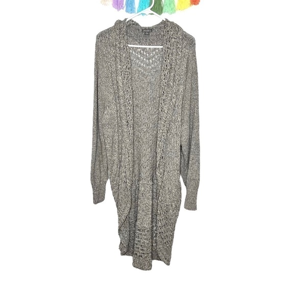 Eddie Bauer Open Front Knitted Gray Grey Cardigan Duster Size 2x plus size - Picture 1 of 15